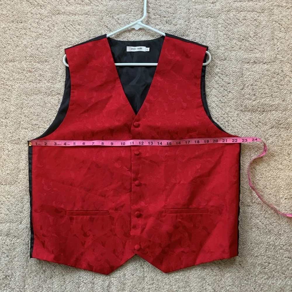 Pierre Cardin Red Brocade Vest with Black Lining